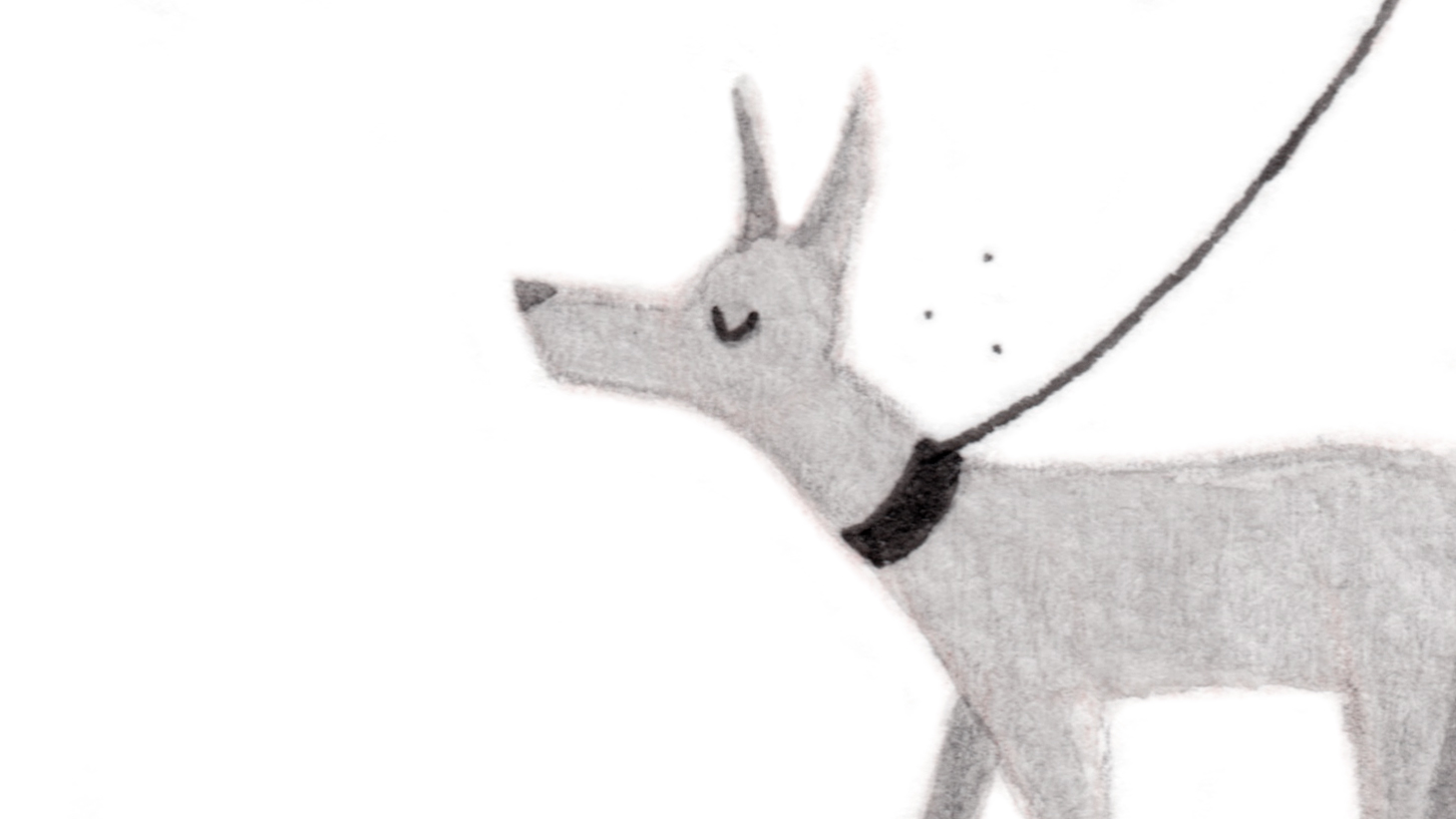 Zoom sur une illustration de chien pour le fanzine "la bûche". Par Meg Chikhani