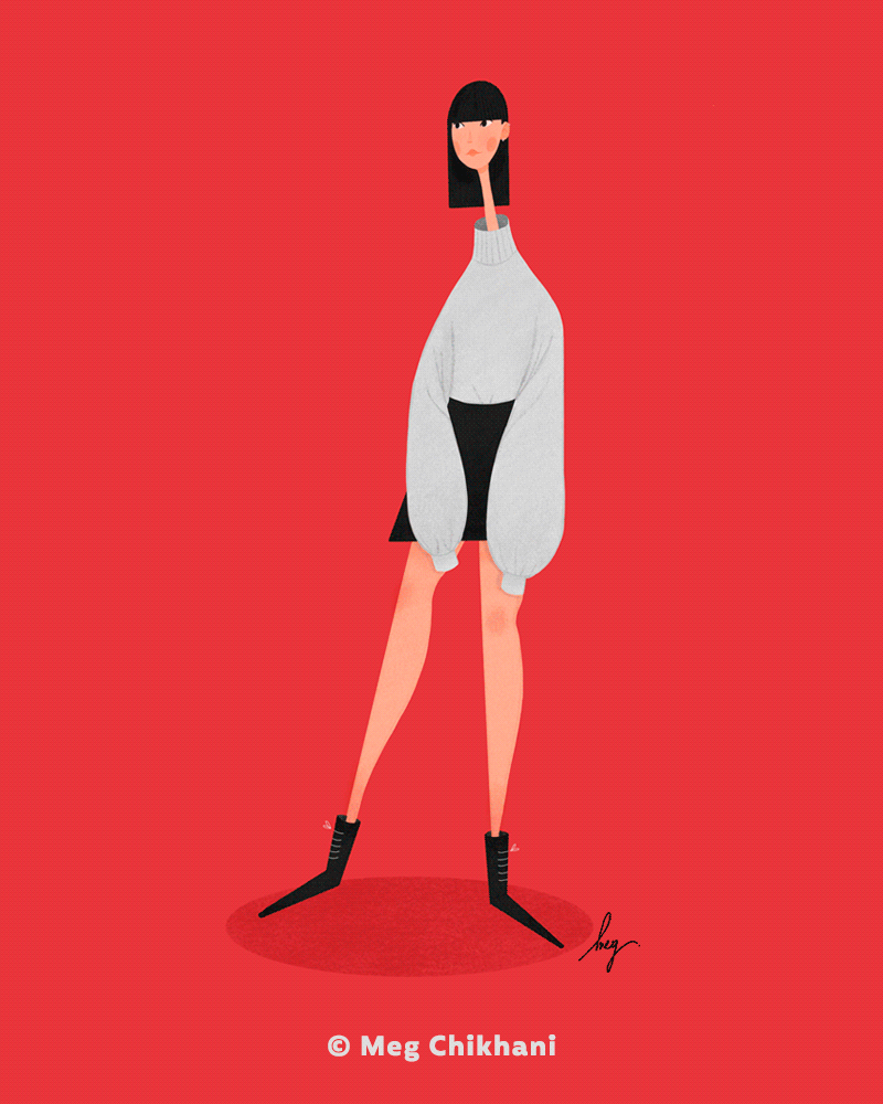 Portrait et illustration de mode inspiré de Jessica Walsh. Design par Meg Chikhani et 3D par Tim Krakowiak